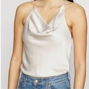 ABERCROMBIE & FITCH Satin Cowl Neck T-Strap Back Bodysuit Size S